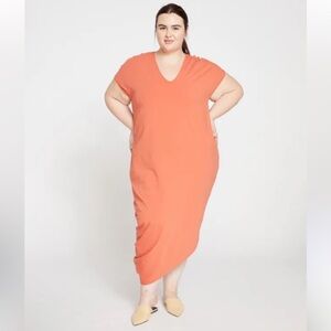 UNIVERSAL STANDARD Women’s Size L / US 3X Geneva‎ V-Neck Asymmetrical Midi Dress